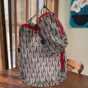 5/$20 Blu Bag Eiffel Tower print travel bags, set of two